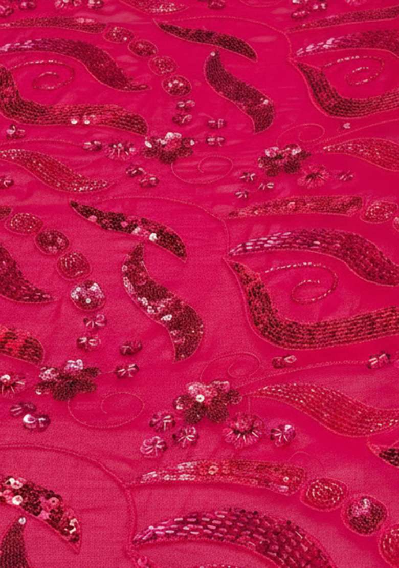 Rani Pink Embroidered Georgette Lehenga Set - Indya