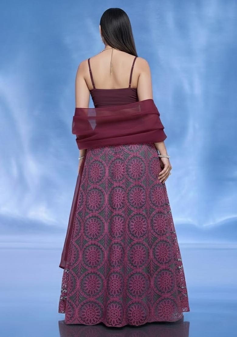 Purple Sequin Shimmer Lehenga Set - Indya