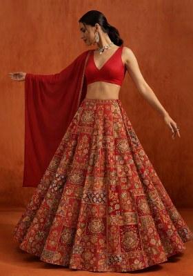 Red Silk Lehenga Set