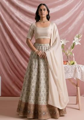 Ivory Silk Lehenga Set