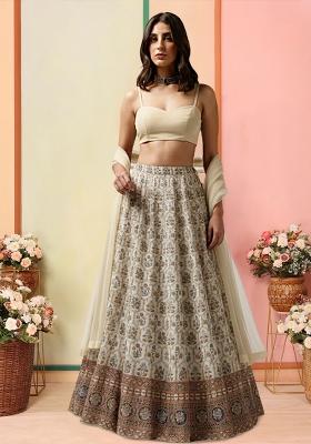 Off White Silk Lehenga Set