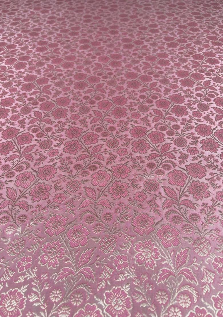 Blush Pink Jacquard Silk Lehenga - Indya