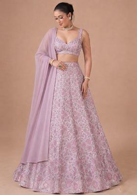 Soft Lavender Jacquard Silk Lehenga