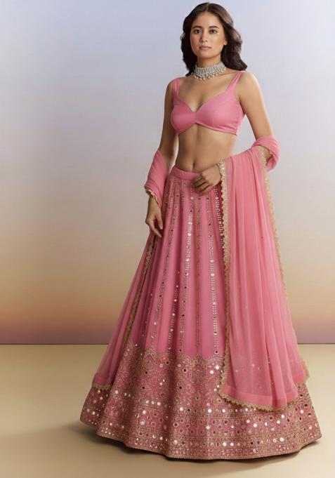 Blush Pink Embellished Silk Lehenga Set
