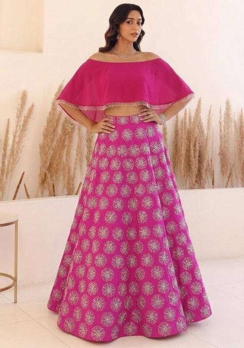 Rani Pink Sequin Silk Lehenga Set