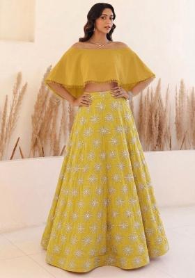 Mustard Sequin Silk Lehenga Set