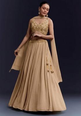 Beige Georgette Handwork Lehenga Set