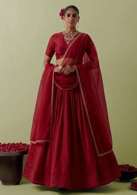 Rani Pink Crepe Handwork Lehenga Set