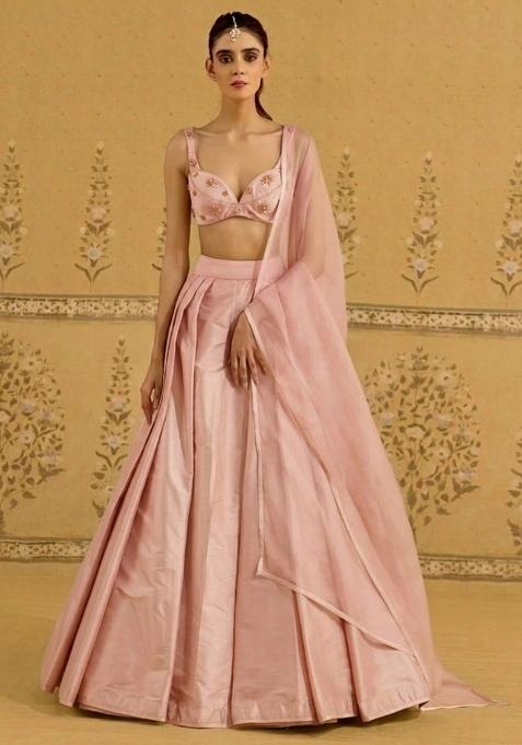 Soft Pink Silk Handwork Lehenga Set