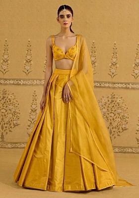 Yellow Silk Handwork Lehenga Set
