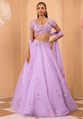 Lilac Organza Handwork Lehenga Set