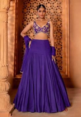 Royal Purple Handwork Crepe Lehenga Set