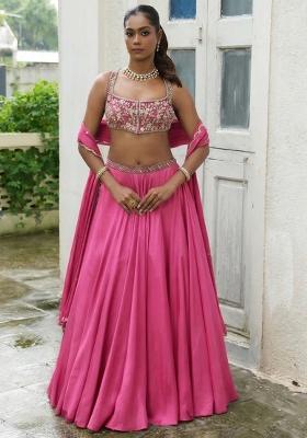 Blush Pink Handwork Crepe Lehenga Set