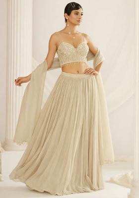 Beige Handwork Goergette Lehenga Set