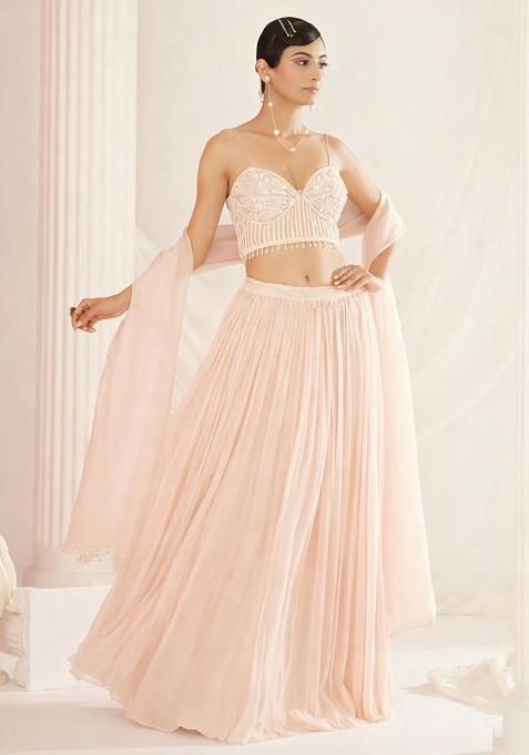 Pastel Pink Handwork Goergette Lehenga Set