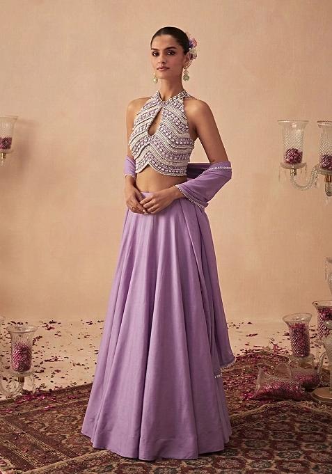 Lilac Handwork Goergette Lehenga Set