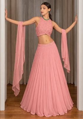 Pink Handwork Goergette Lehenga Set