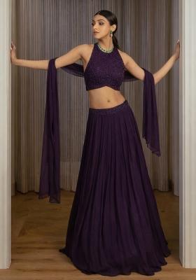 Purple Handwork Goergette Lehenga Set