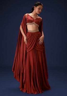 Rust Red Hand Work Crepe Fusion Set