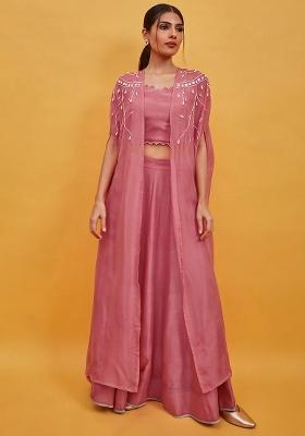 Pink Crepe Handwork Lehenga Set