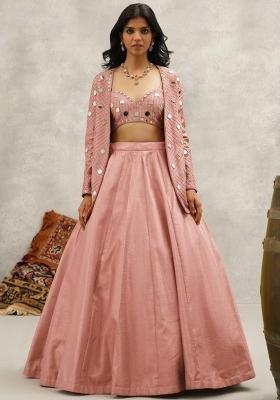 Soft Pink Silk Handwork Lehenga Set