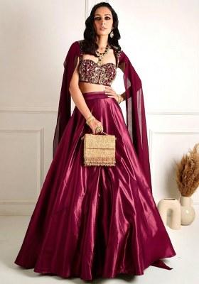 Rani Pink Organza Handwork Lehenga Set