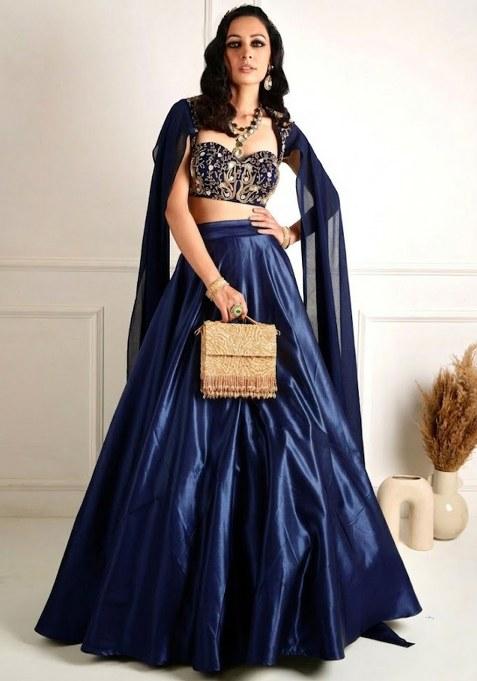 Violet Organza Handwork Lehenga Set