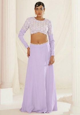 Lavender Crepe Handwork Lehenga Set