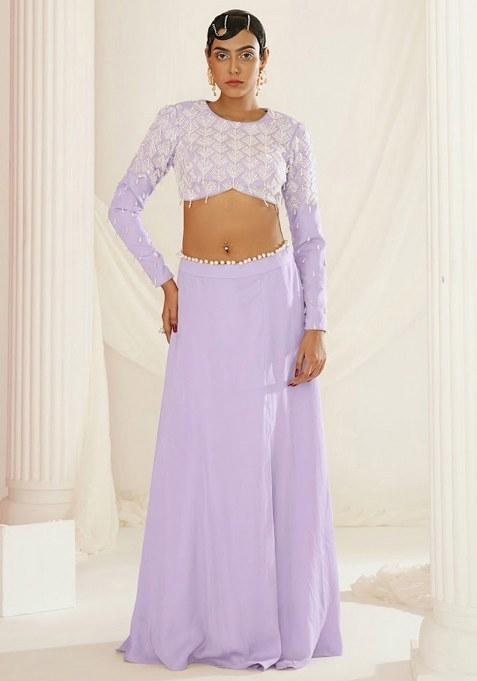 Lavender Crepe Handwork Lehenga Set