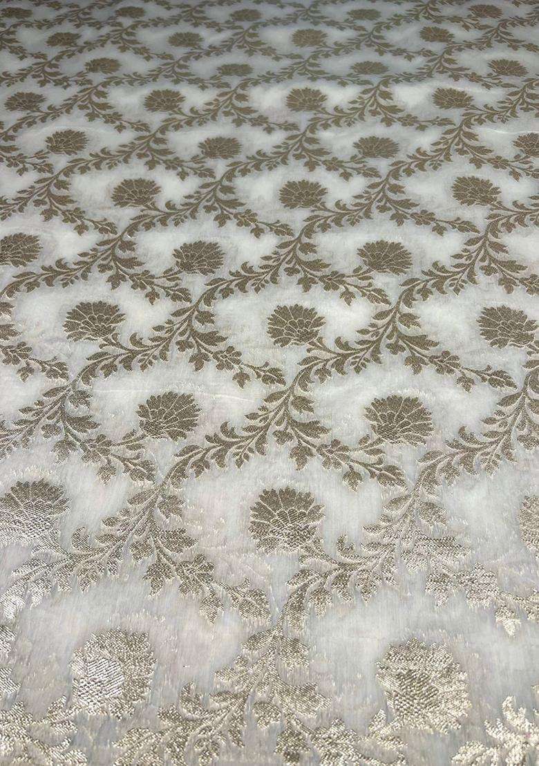 White Chanderi Lehenga Set for Diwali | Wedding & Festive Wear - Indya