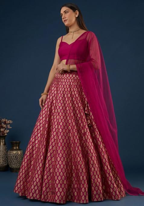 Rani Pink Brocade Lehenga Set