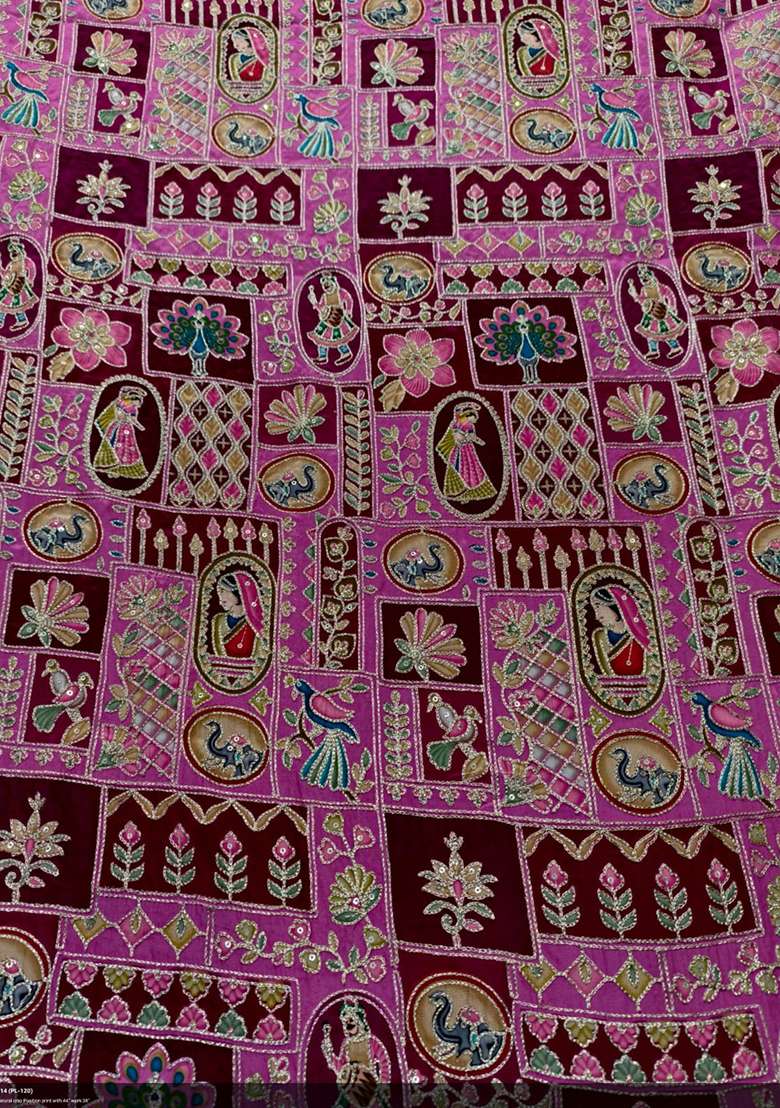 Rani Pink Figure Print Crepe Lehenga Set - Indya