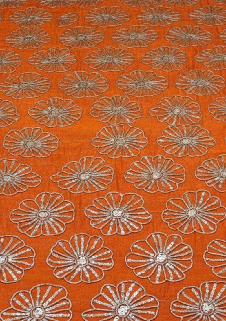 Orange Sequin Silk Lehenga Set - Indya