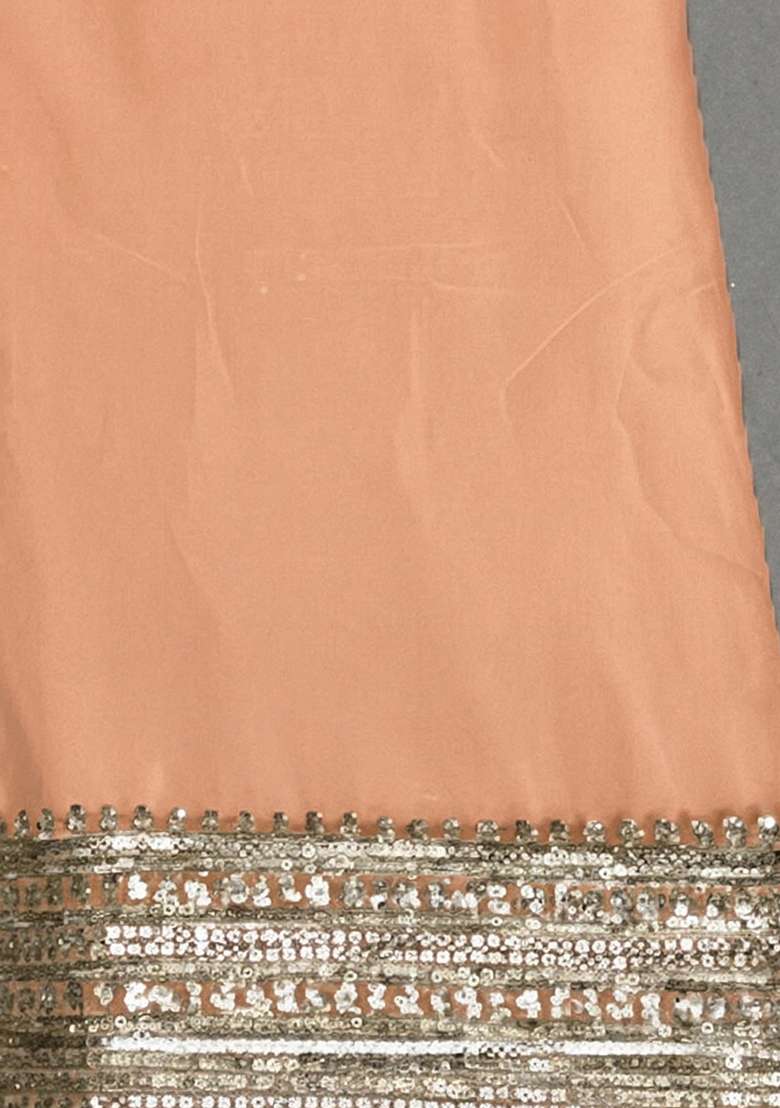 Peach Sequin Shimmer Lehenga Set - Indya