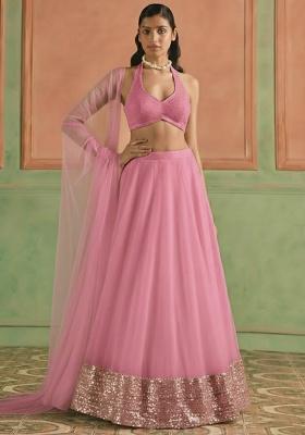 Pink Sequin Shimmer Lehenga Set
