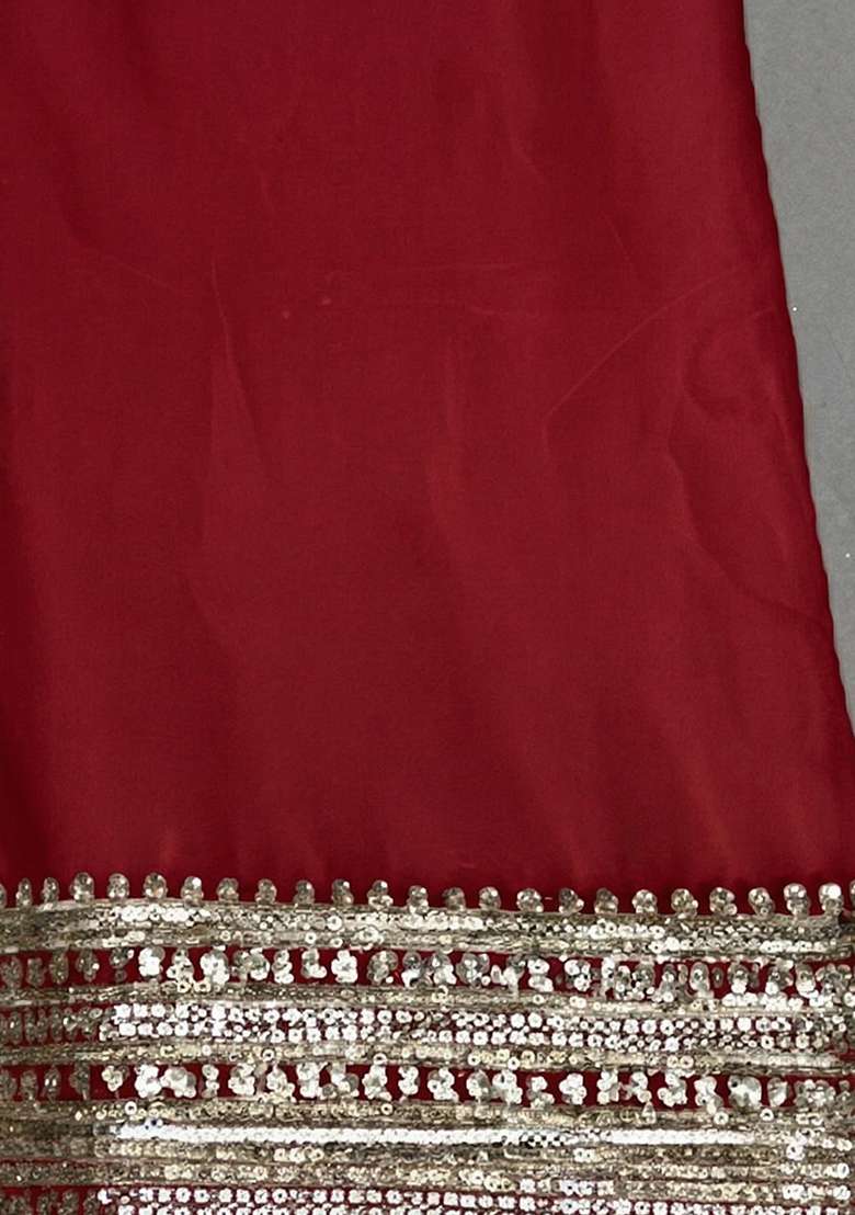 Red Sequin Shimmer Lehenga Set - Indya