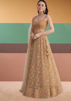 Brown Sequin Crepe Lehenga Set