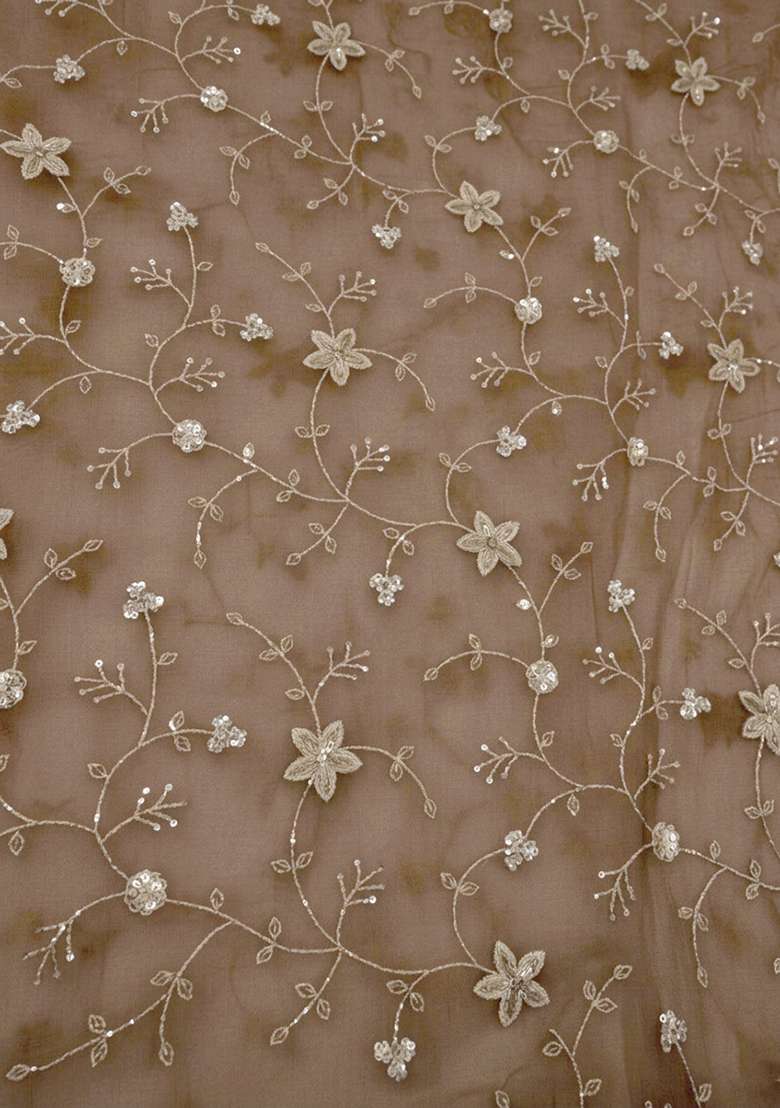 Brown Sequin Crepe Lehenga Set - Indya