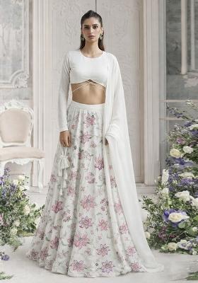 Sage Green Embroidered Organza Lehenga Set