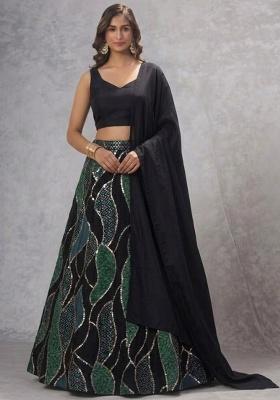 Black Embroidered Lehenga Set