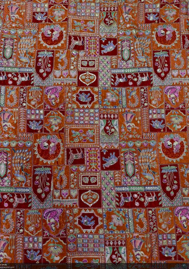 Rust Orange Printed Crepe Lehenga Set - Indya