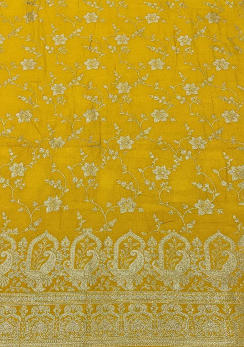 Yellow Tissue Lehenga Set - Indya