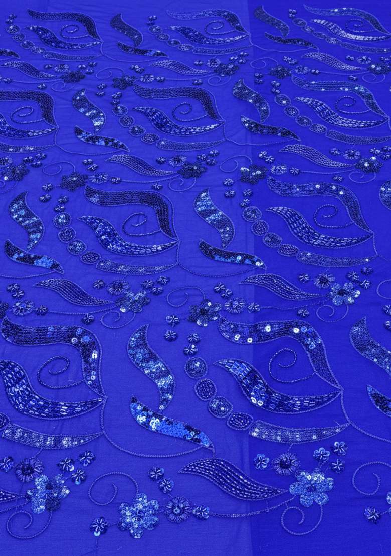 Royal Blue Embroidered Georgette Lehenga Set - Indya
