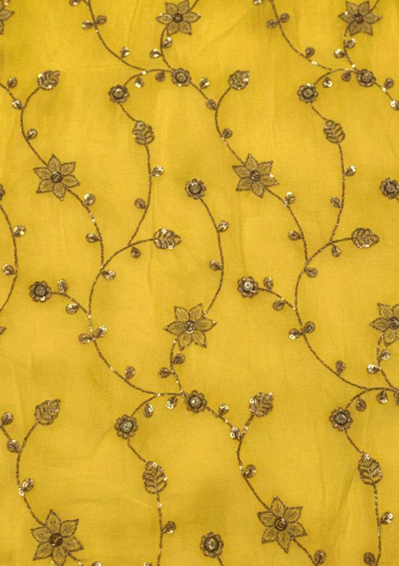 Yellow Sequin Crepe Lehenga Set - Indya