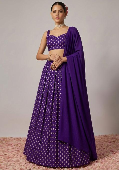 Violet Silk Lehenga Set