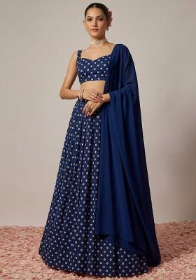 Midnight Blue Silk Lehenga Set
