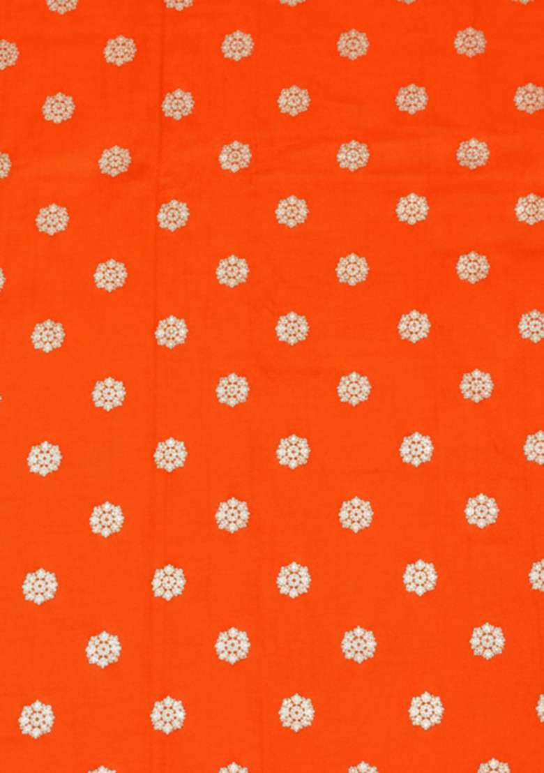 Orange Silk Blend Lehenga Set - Indya