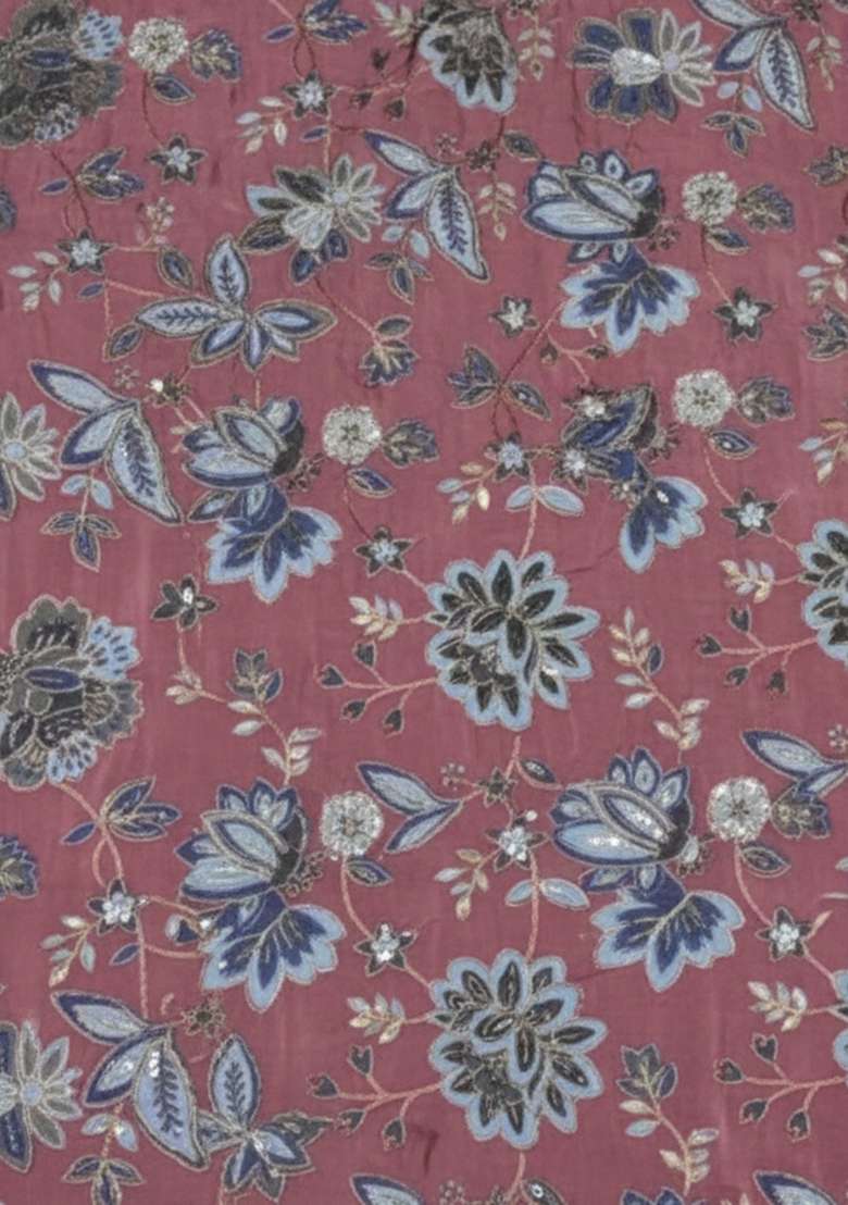 Mauve Printed Crepe Lehenga Set - Indya
