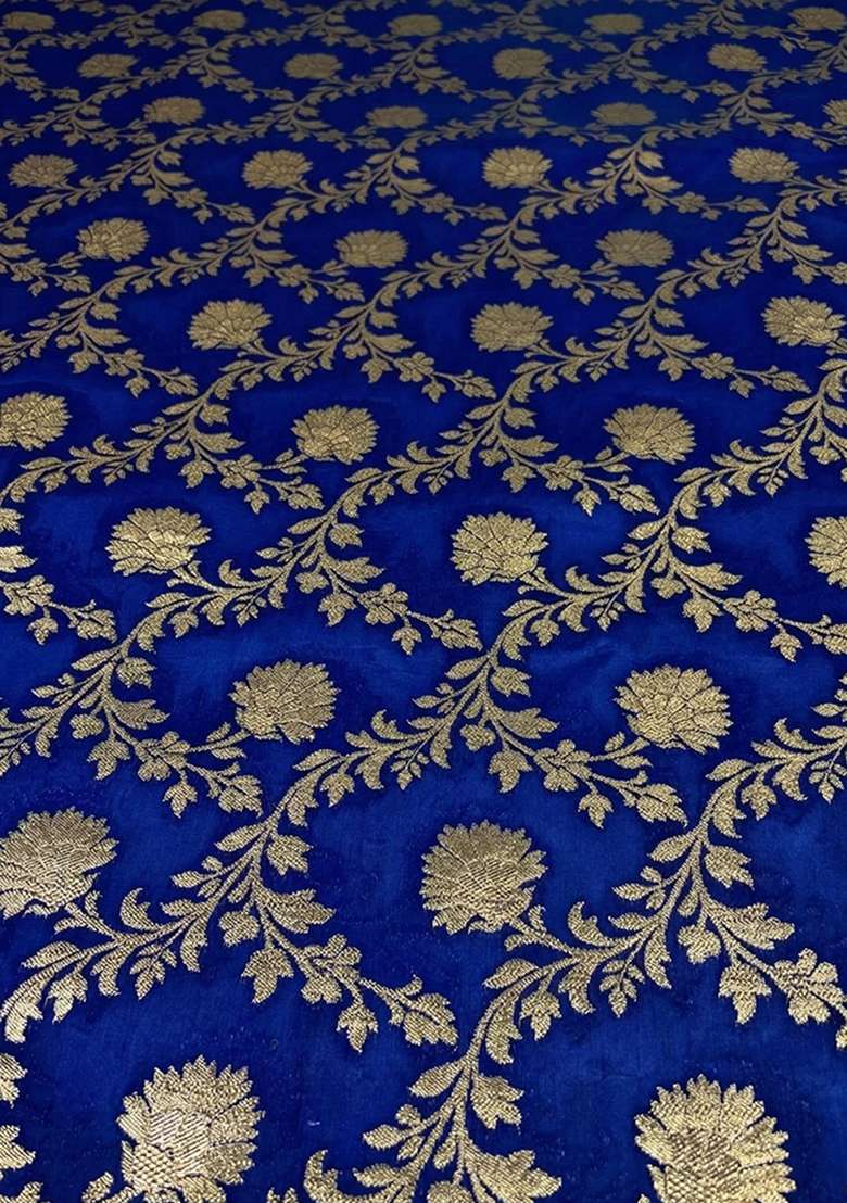 Royal Blue Chanderi Lehenga Set for Diwali and Festive Wear - Indya