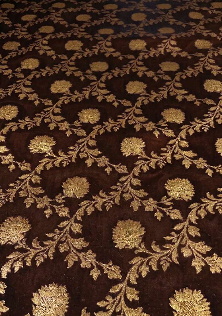 Brown Chanderi Lehenga Set for Diwali and Festive Wear - Indya